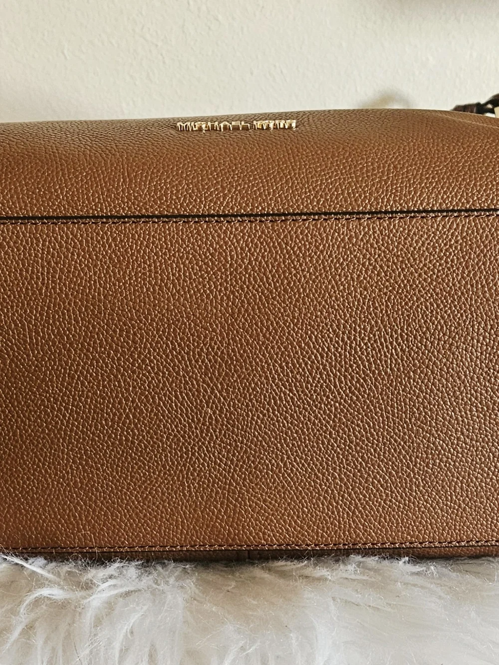 Michael Kors Brown Pebbled Leather Shoulder Hobo with MK Charm - Picture 5 of 6